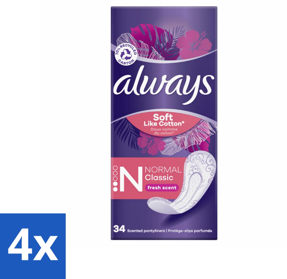 4 x Always - Inlegkruisjes - Normal - 34 Inlegkruisjes - Inlegkruisjes - Always - DailyFresh - Inlegkruisjes Normale - Hygiëne