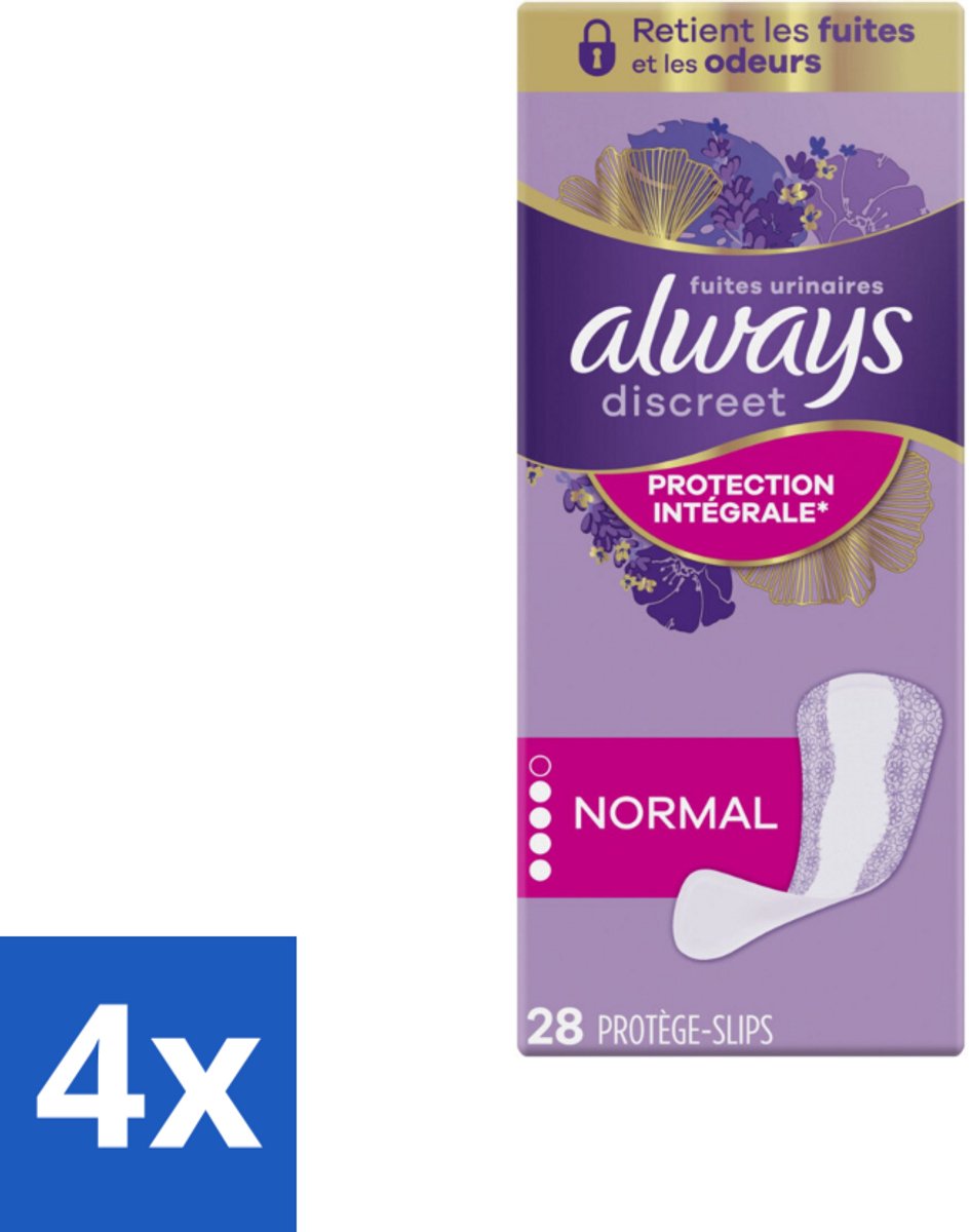 4 x Always - Inlegkruisjes - Long - Protection - 28 Inlegkruisjes - Incontinentieverzorging - Inlegkruisjes - Blaaszwakte - Discreet - Incontinentie