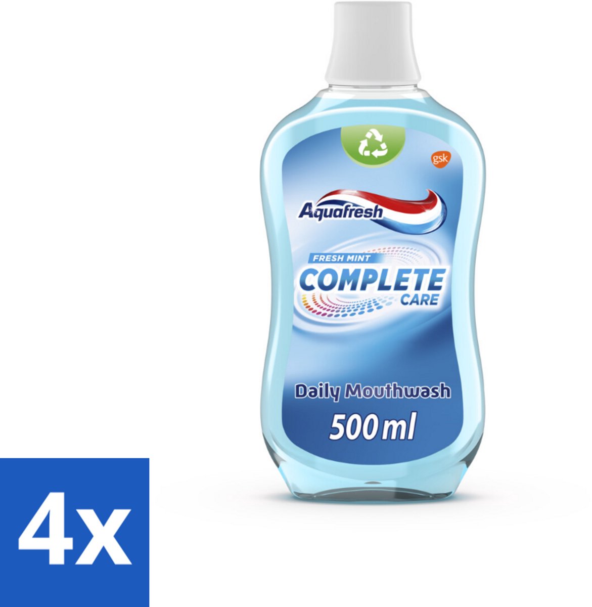 4 x Aquafresh Complete Care Mondwater - Fresh Mint - 500 ml - Mondwater - Tandenpoeder - Tandenborstel - Gebit - Tandplak