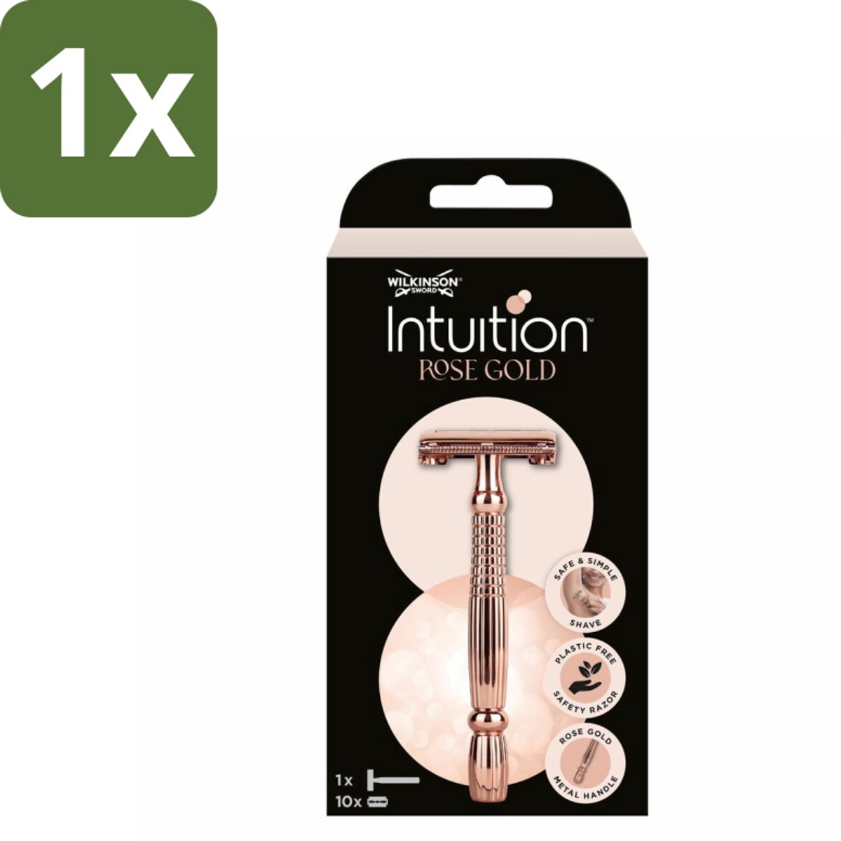 1 x Wilkinson Sword - Scheermes - Intuition Rose Gold - Luxe - 10 mesjes - Scheermes - Veiligheidsscheermes - Rose Gold - Intuïtie - Luxe Scheermes