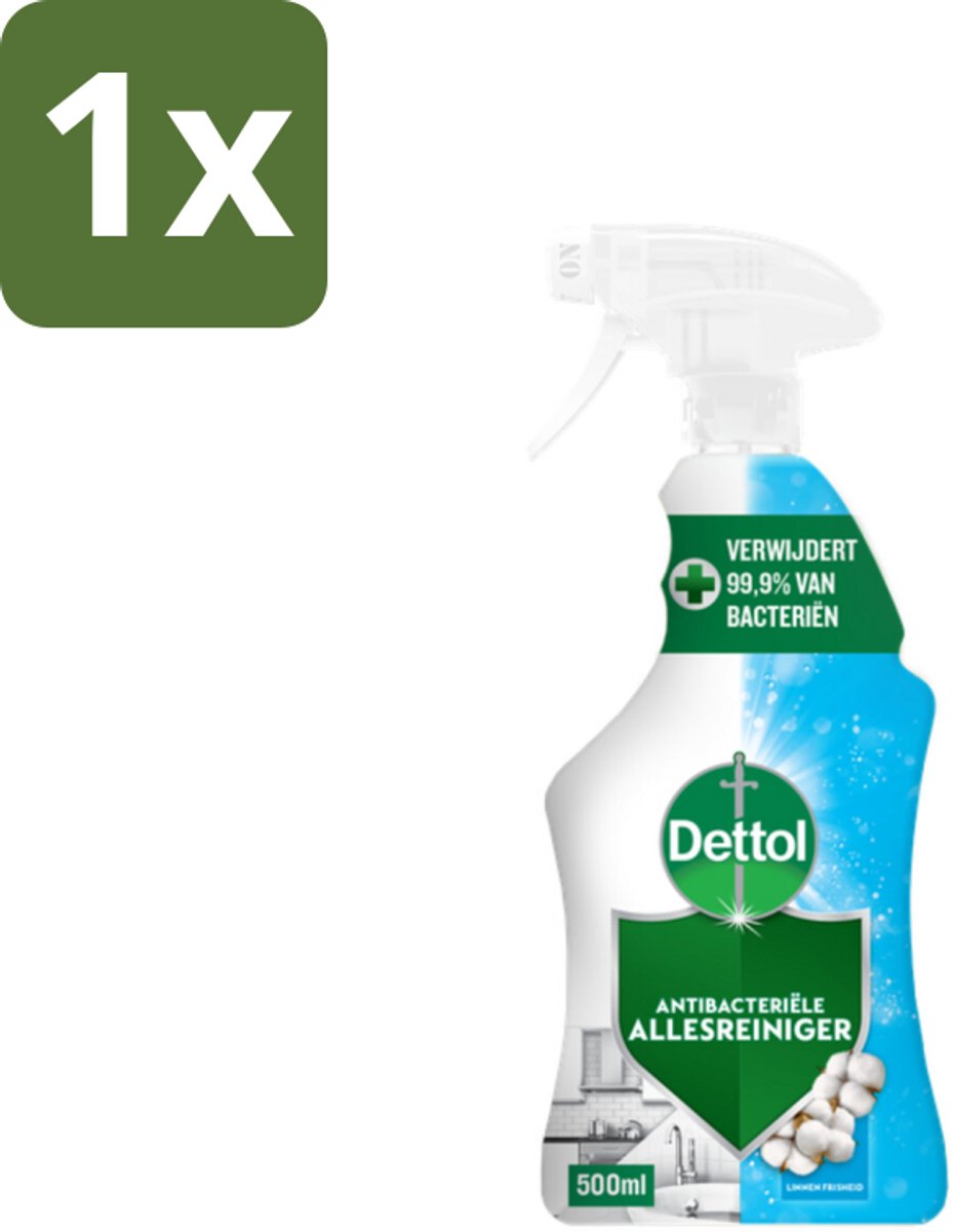 1 x Dettol - Allesreiniger Spray - Power & Fresh - Katoenfris - 500 ml - Allesreiniger Spray - Vet En Vuil Verwijderen - Keukenvet Reinigen - Badkamervuil Verwijderen - Hygiëne