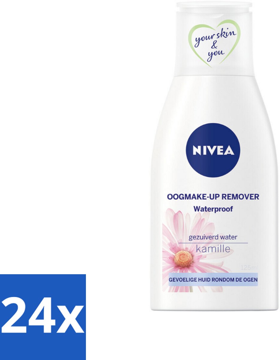 24 x NIVEA - Oogmake-up Verwijderaar - Waterbestendige Make-up Verwijderaar - Voor de gevoelige huid - Met Kamille & Provitamine B5 - 125 ml - Waterproof Oogmake-up Remover - Oogmake-up Verwijderen - Gevoelige Huid - Kamille - Provitamine B5