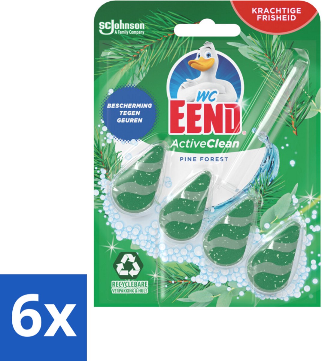6 x WC Eend - Active Clean Pine Forest - Toiletblok - 1 Toiletblok - Toiletblok - Toilet Schoonmaak - Dennengeur - Wc Reiniger - Wc Fris