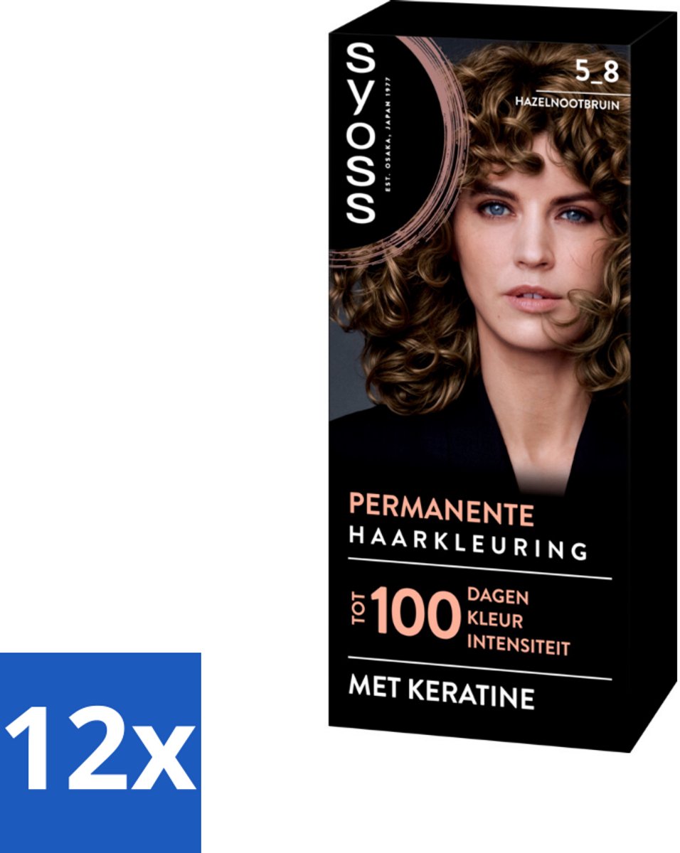 12 x SYOSS - Coloration 5-8 Hazelnootbruin - Haarverf - Grijsdekking - Vermindert Haarbreuk - Permanente Haarkleuring - Haarkleur - Grijsdekking - Keratine - Haarkleurintensiteit