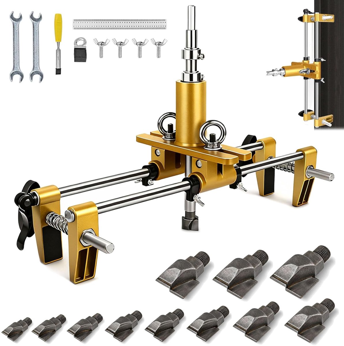 Deurslot mortiser - 11 hardstalen cutters - Precisiepositie en dieptecontrole - Ideaal voor deurassemblage - ShopVlot