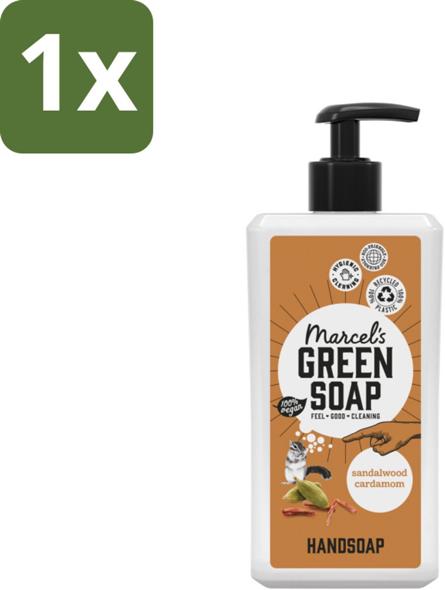 1 x Marcel's Green Soap - Handzeep - Sandelhout & Kardemom - Voor dagelijks gebruik - 500 ml - Handzeep Sandelhout Kardemom - Natuurlijke Handzeep - Handzeep Voor Dagelijks Gebruik - Handzeep Met Geur - Handzeep Voor Handen
