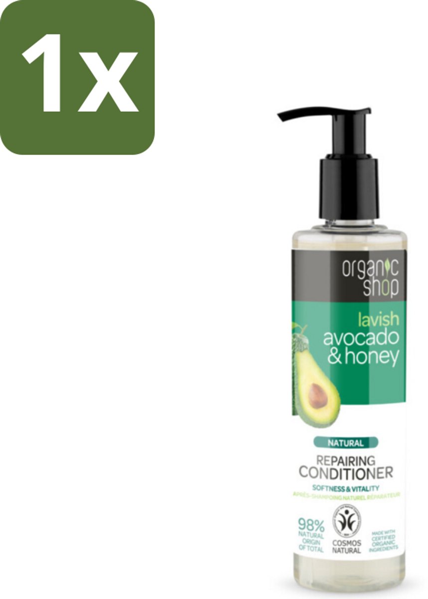 1 x Organic Shop - Natural Repairing Conditioner - Avocado & Honey - 280 ml - Herstel Haar - Voeding Haar - Beschadigd Haar - Droog Haar - Natuurlijke Conditioner