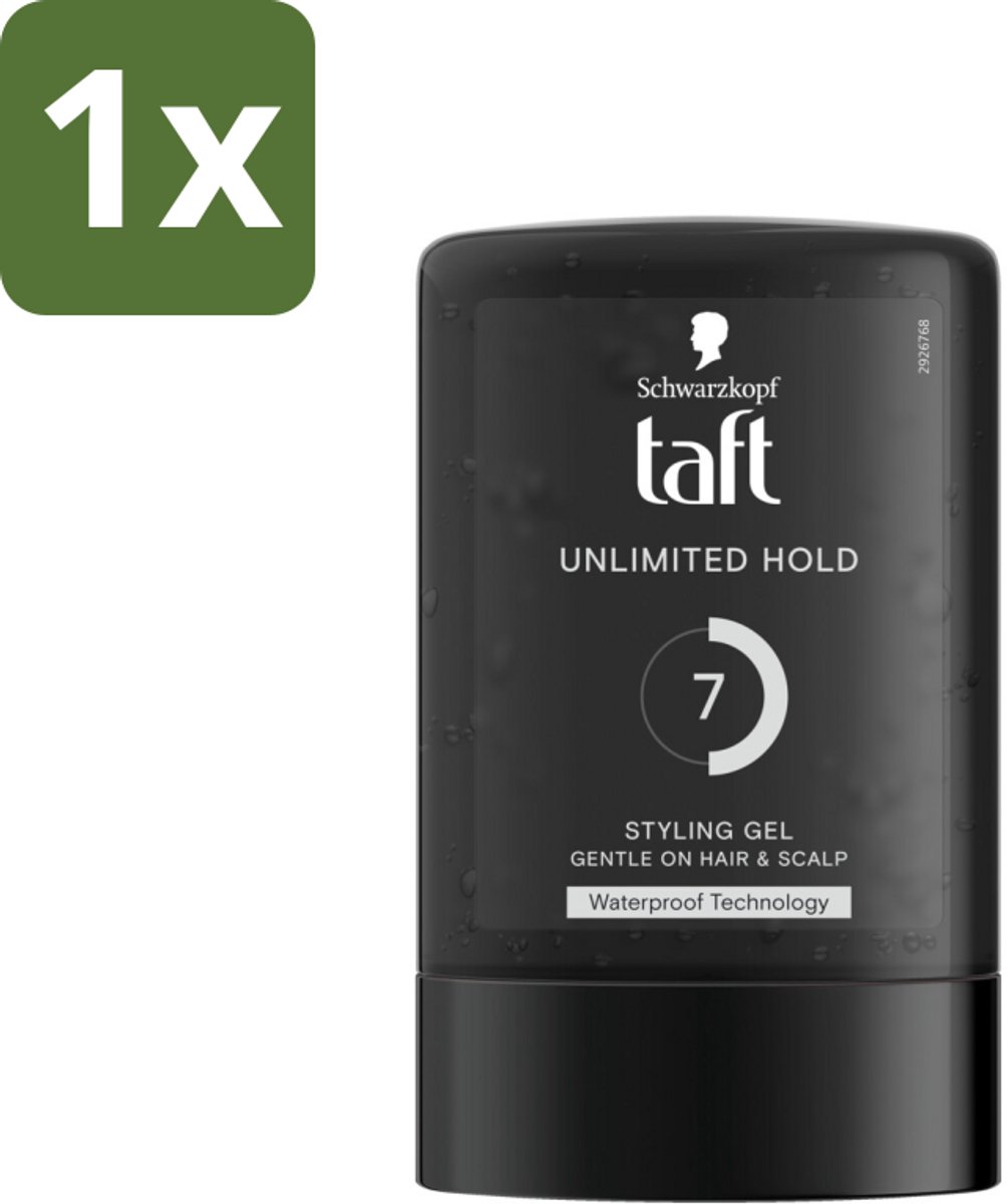 1 x Taft - Unlimited Hold 7 - Styling Gel - Onbegrensde hold - 300 ml - Unlimited Hold Gel - Waterbestendig Haar Gel - Hold Level 7/15 - Vegan Haar Gel - Sport Haar Gel