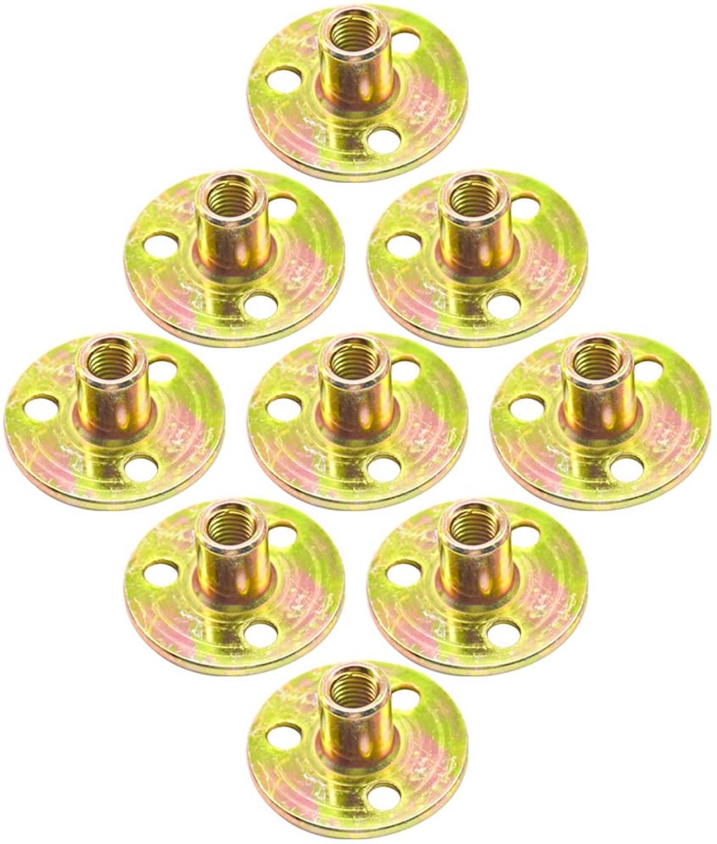 T-Nuts M8 10Pcs - Carbon Staal - Ronde Basis Flensmoer - Ideaal voor Meubelmontage - ShopVlot