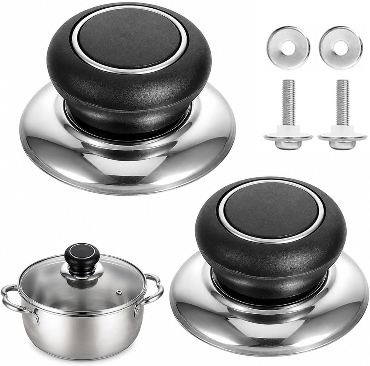 Pomello Coperchio Pentola - 2 Stuks - Bachelite - Antiscottura - Ideaal voor Veilig Koken - ShopVlot