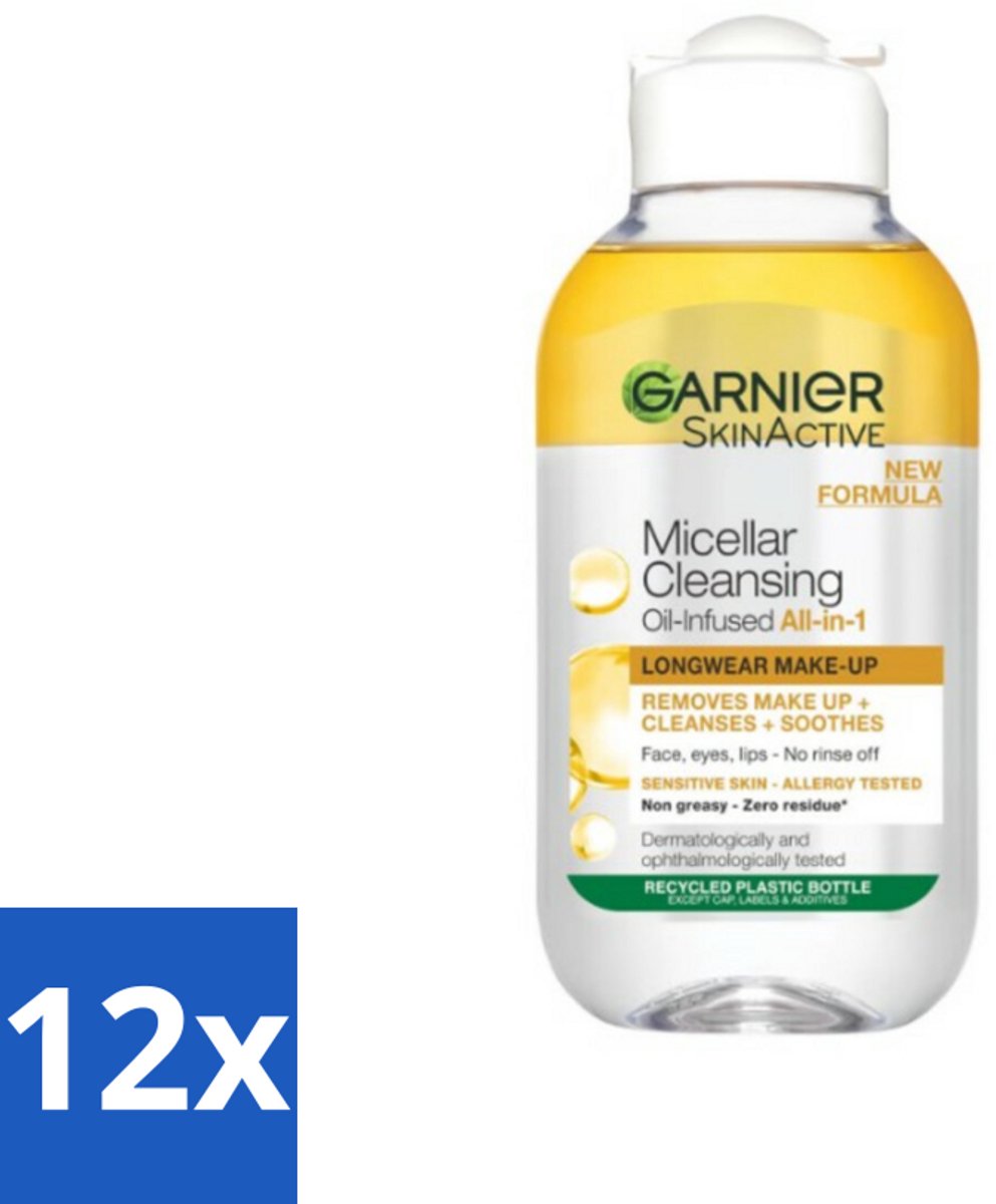 12 x Garnier - Micellair Reinigingswater - Olie - 100 ml - Micellair Water - Make-up Remover - Argan Olie - Reinigingswater - Garnier