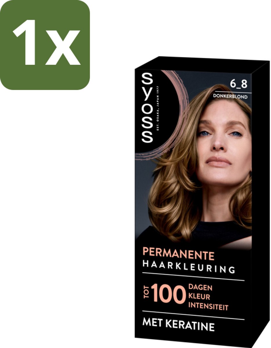 1 x SYOSS - Permanent Coloration 6-8 - Haarverf - Permanente Haarkleuring - Donkerblond - Grijsdekking - Permanente Haarkleuring - Donkerblond - Grijsdekking - Keratine - Haarkleur