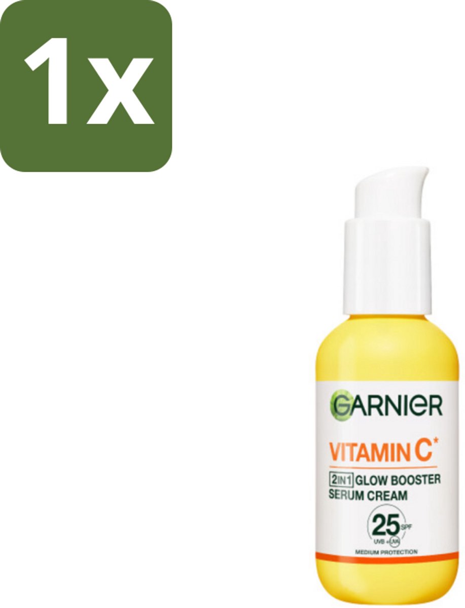 1 x Garnier - SkinActive - Serum Cream - Glow Booster - Vitamine C & SPF 25 - 50 ml - Glow Booster - Vitamine C - SPF 25 - Serum Crème - Huidverzorging