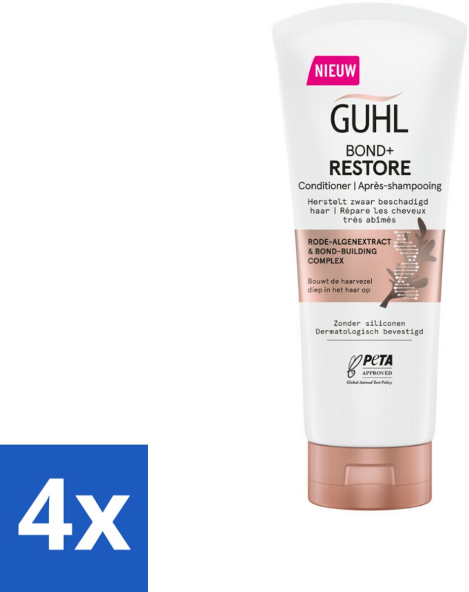 4 x Guhl - Conditioner - Bond+ Restore - 200 ml - Haarverzorging - Conditioner - Beschadigd Haar - Haarherstel - Haarversterking