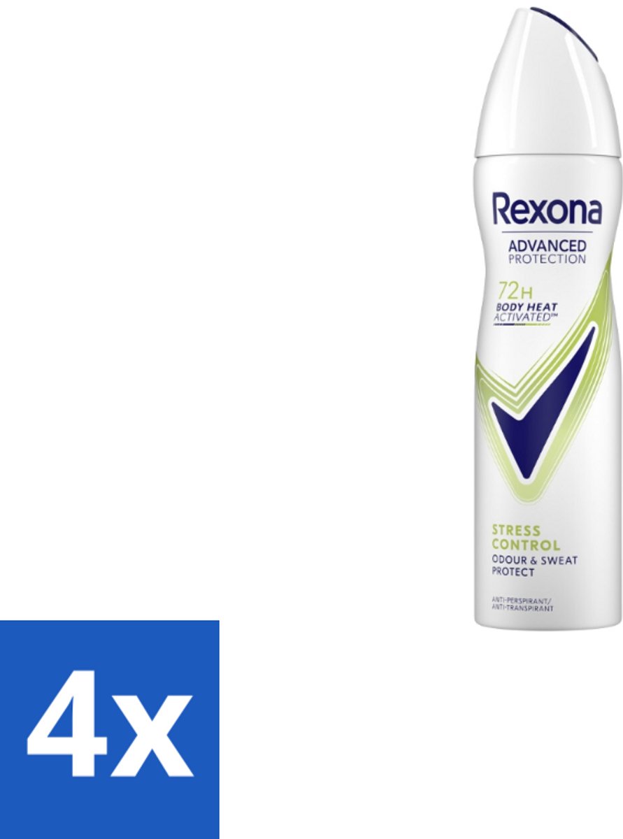 4 x Rexona - Deodorant Spray - Advanced Protection Stress Control - Tegen Stresszweet - 150 ml - 72 Uur Bescherming - Anti-transpirant - Stress - Zweet - Geur