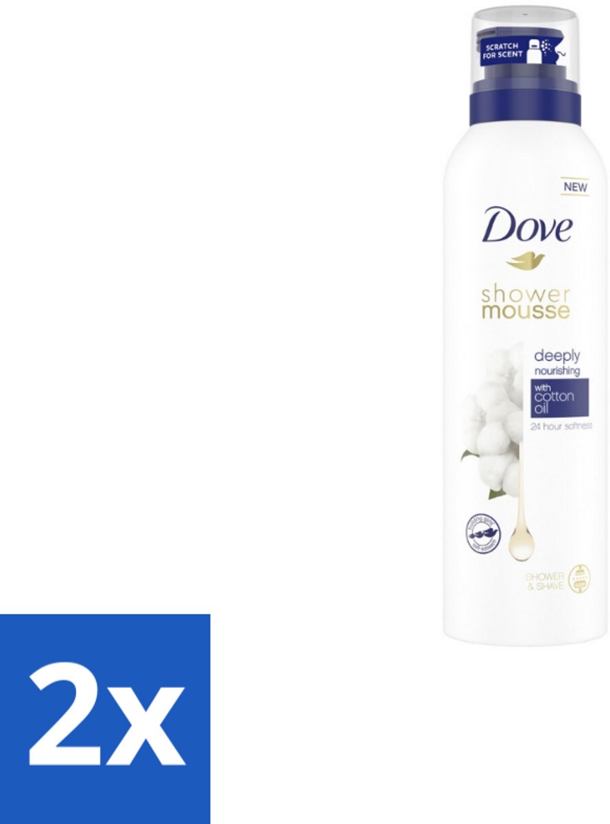 2 x Dove Shower Foam - Deeply Nourishing - Cotton Oil - 200 ml - Douchemousse - Dove - Katoenzaadolie - Hydraterende Douche - Zachte Huid