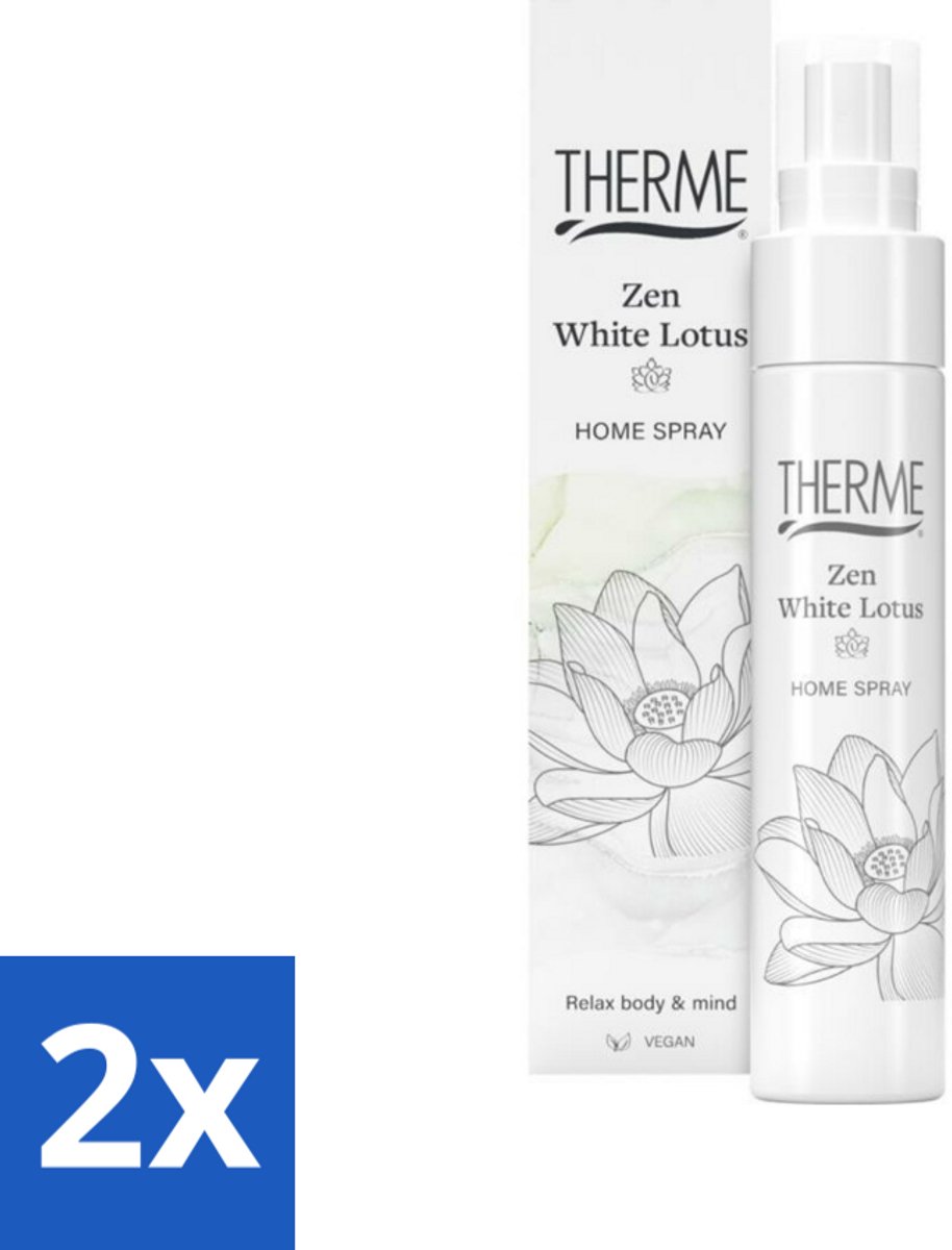 2 x Therme - Zen White Lotus - Interieurspray - Langdurige Geur - Aromatisch - 60ml - Interieurspray - Geur - Witte Lotus - Rust - Sereniteit