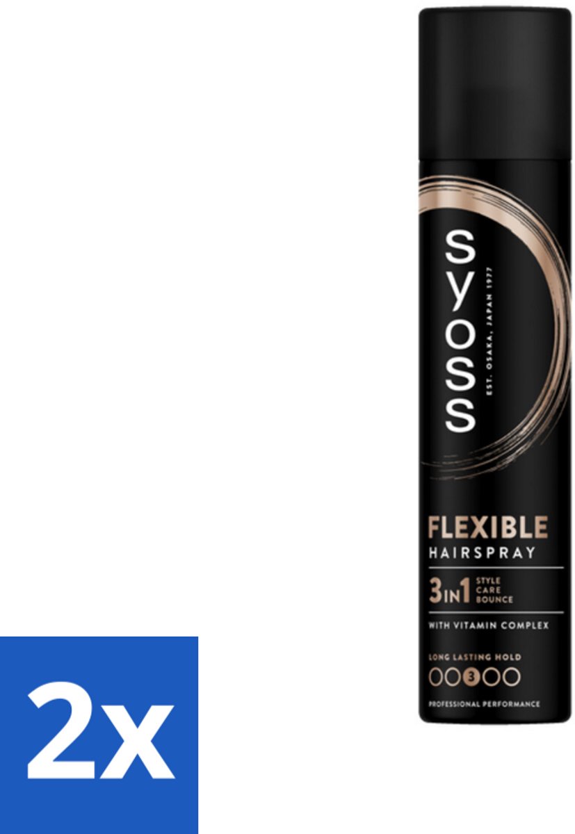 2 x Syoss - Hold & Flex - Haarspray - Flexibele Fixatie - 300 ml - Haarspray - Flexibele Fixatie - Natuurlijke Finish - Styling - Verzorging