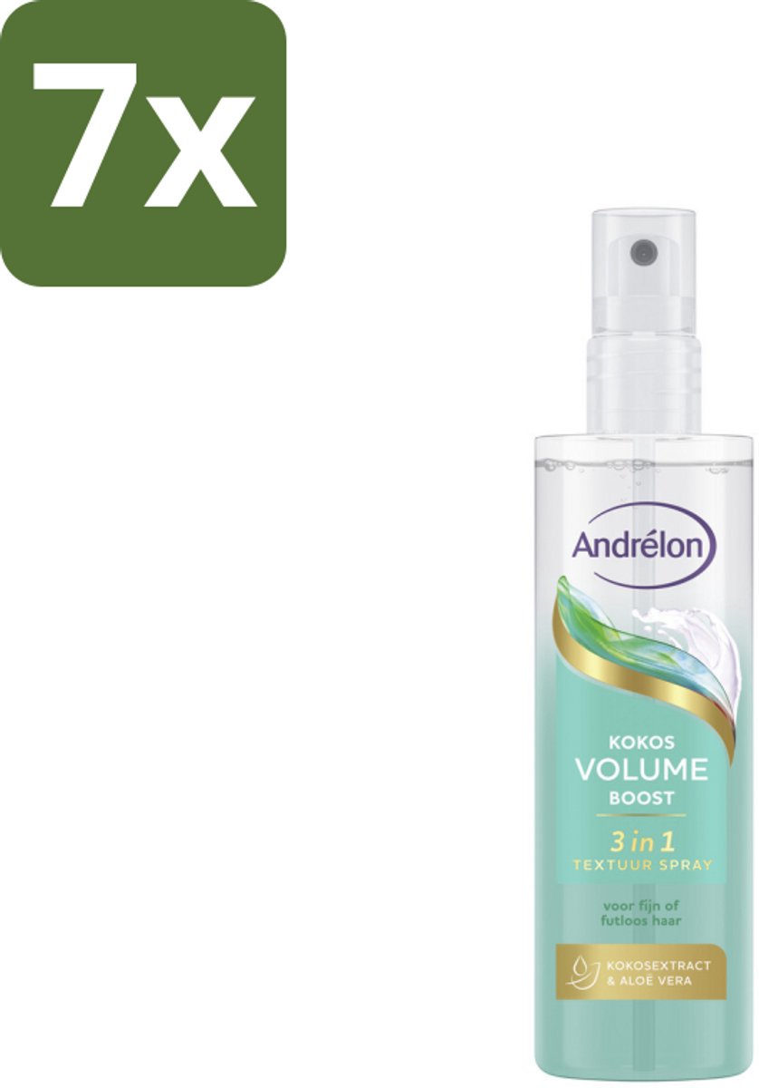 7 x Andrélon – Textuur Spray 3-in-1 – Kokos Volume Boost – 150 ml - Haartype - Volume - Textuur - Structuur - Glans