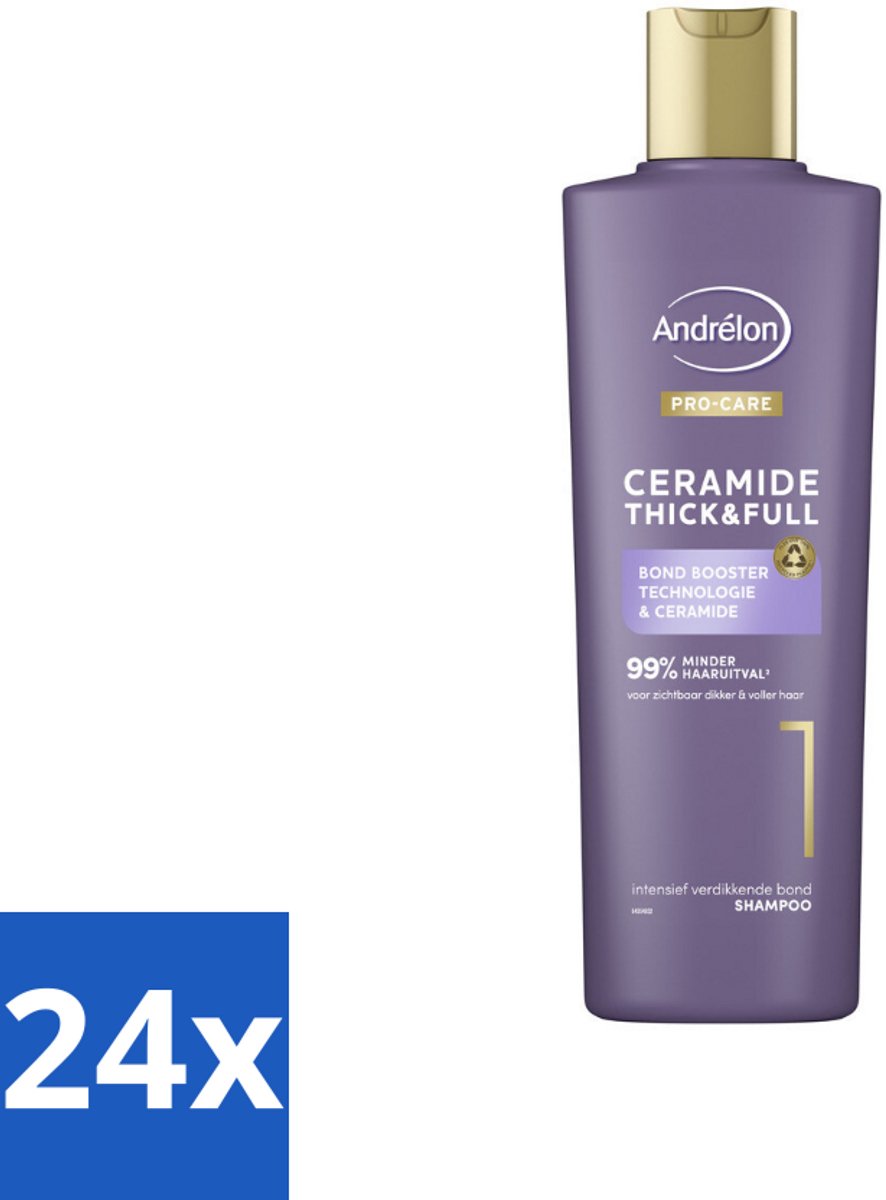 24 x Andrélon – Shampoo – Pro Care – 250 ml - Dikker Haar - Versterkt Haar - Haaruitval Verminderen - Breukbestendig Haar - Ceramide Shampoo