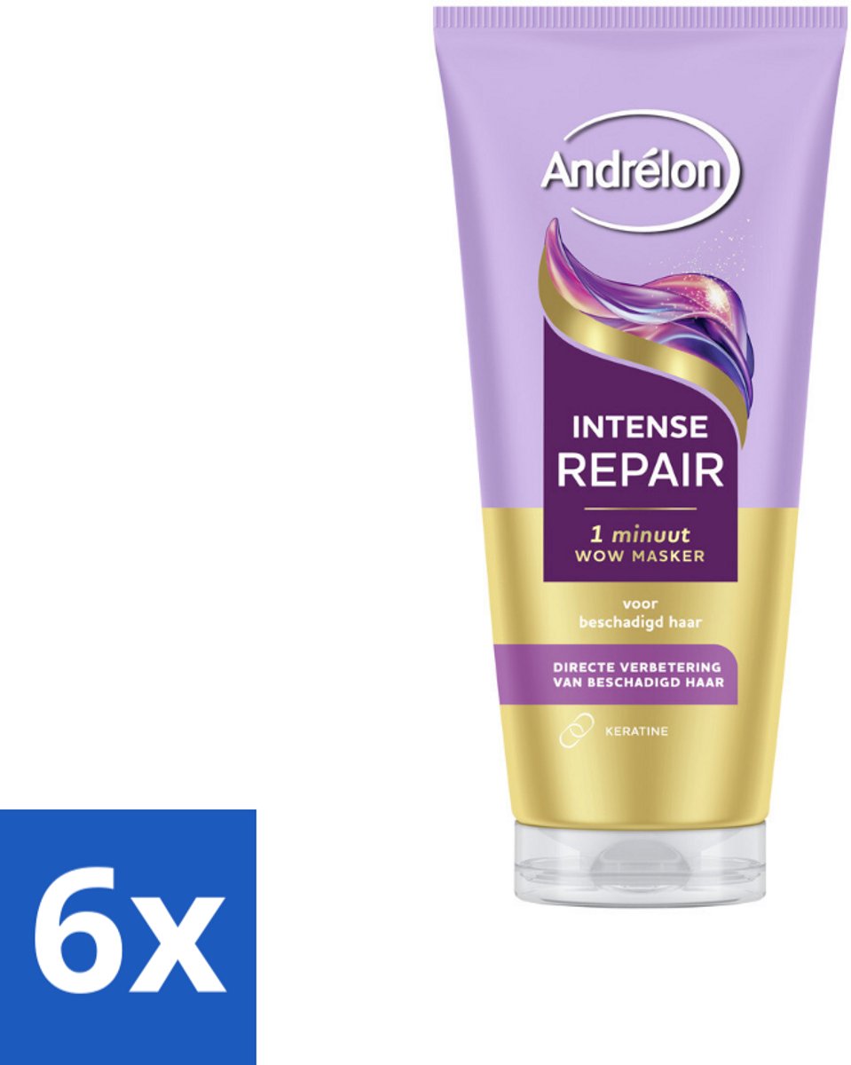 6 x Andrélon – Haarmasker WOW – Intense Repair – 180 ml - Haarkleur - Haarschade - Haarkracht - Haartype - Haarmasker