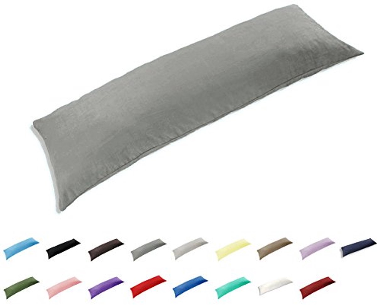 Kussensloop 51 cm x 122 cm - 100% katoen - Donkergrijs - Comfortabel en zacht - ShopVlot