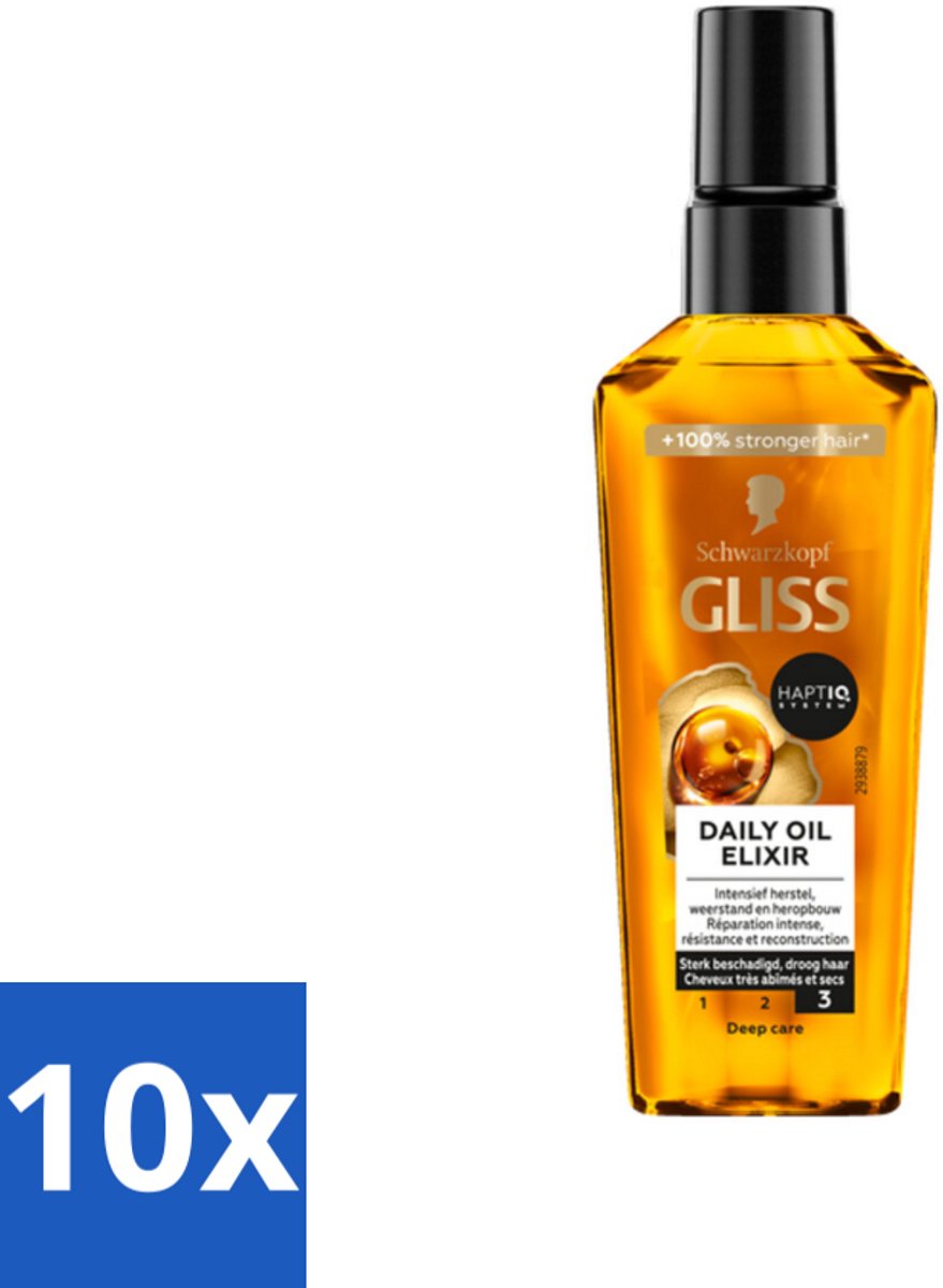 10 x Gliss - Hair Repair - Oil Elixer - Ultiem Haarherstel en Glans - Haarherstel - Haarbescherming - Haarbreuk - Keratine - Haarvoeding