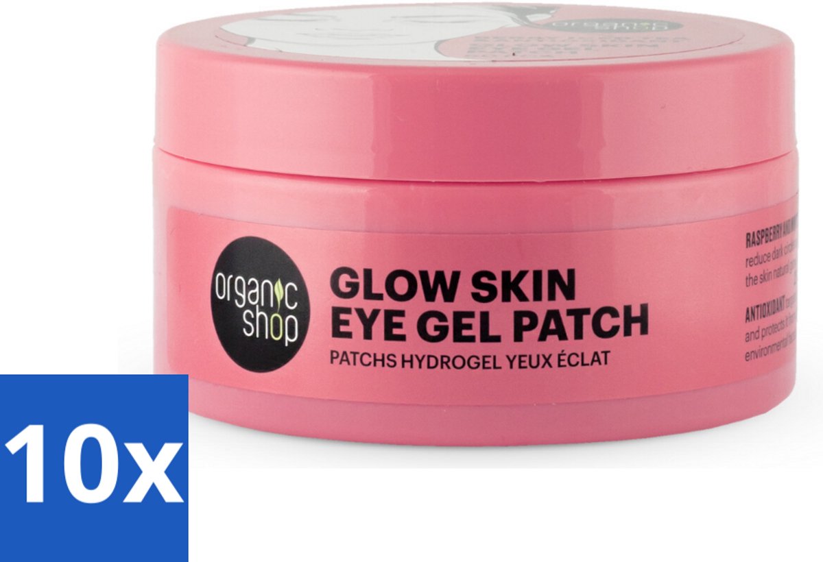 10 x Organic Shop - Eye Gel Patch Berry Iced Tea & Antioxidant - Kalmerend en Hydraterend - 60 Patches - Voordeelverpakking - 10 stuks