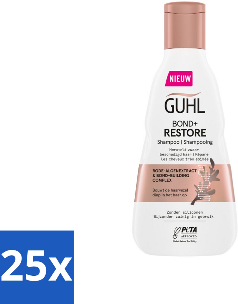 25 x Guhl - Shampoo - Bond+ Restore - 250 ml - Herstel Haar - Beschadigd Haar - Zwaar Beschadigd Haar - Haarbreuk - Haarverzwakking