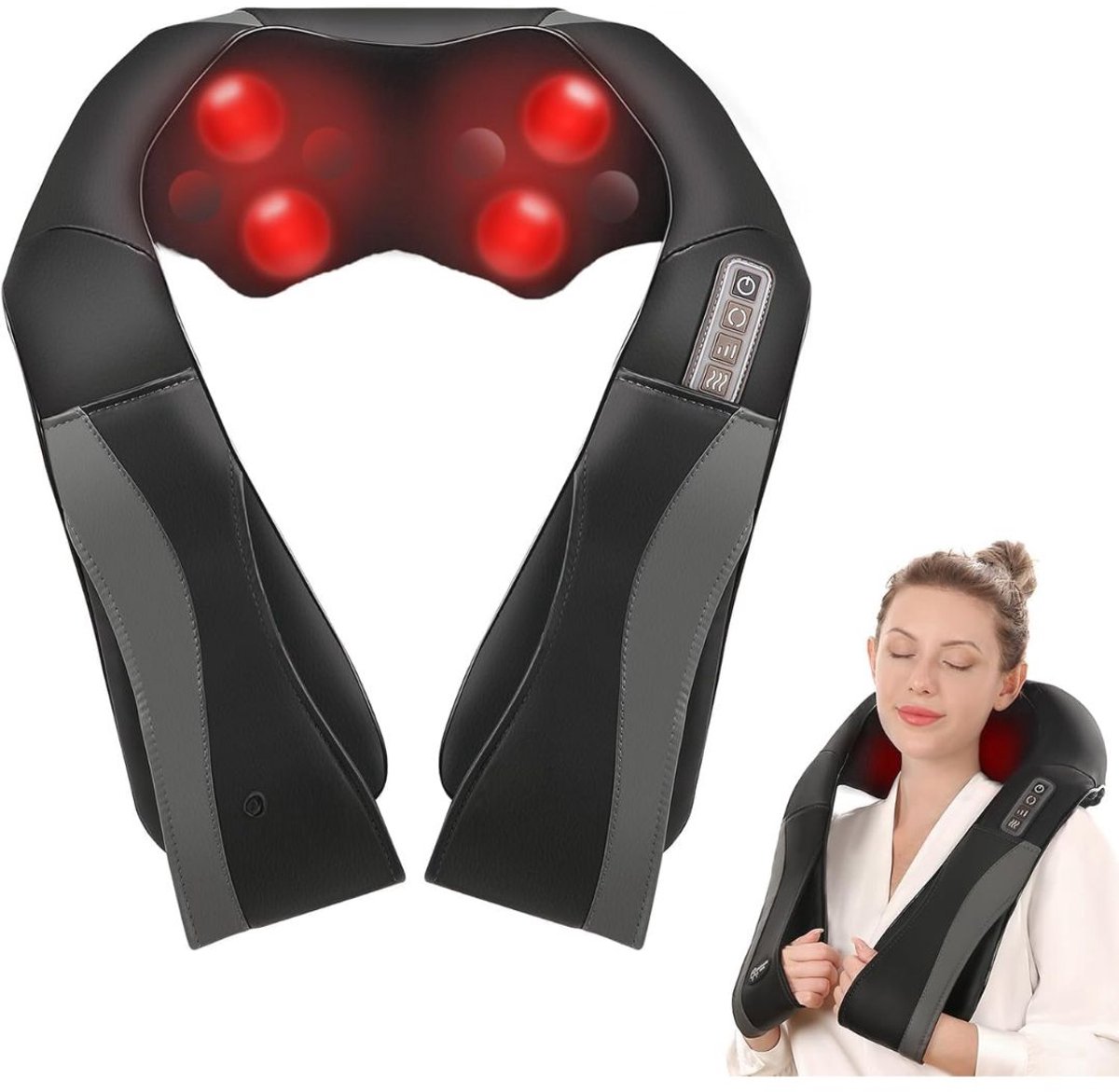 JCP® Nekmassage Apperaat - Nekmassage Apparaat Draadloos - Elektrisch Nekmassage Apparaat - Zwart - 55cm x 50cm x 15cm