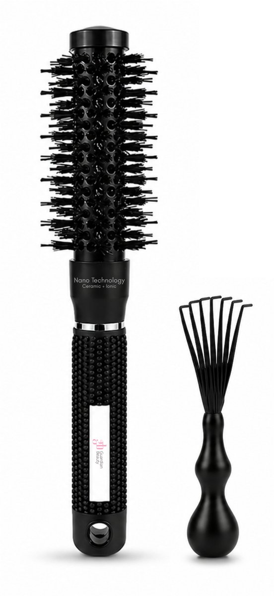Guardian Beauty Föhnborstel - 25 mm - Rond - Keramisch en Ionisch - Zwart - Met Haarborstelreiniger