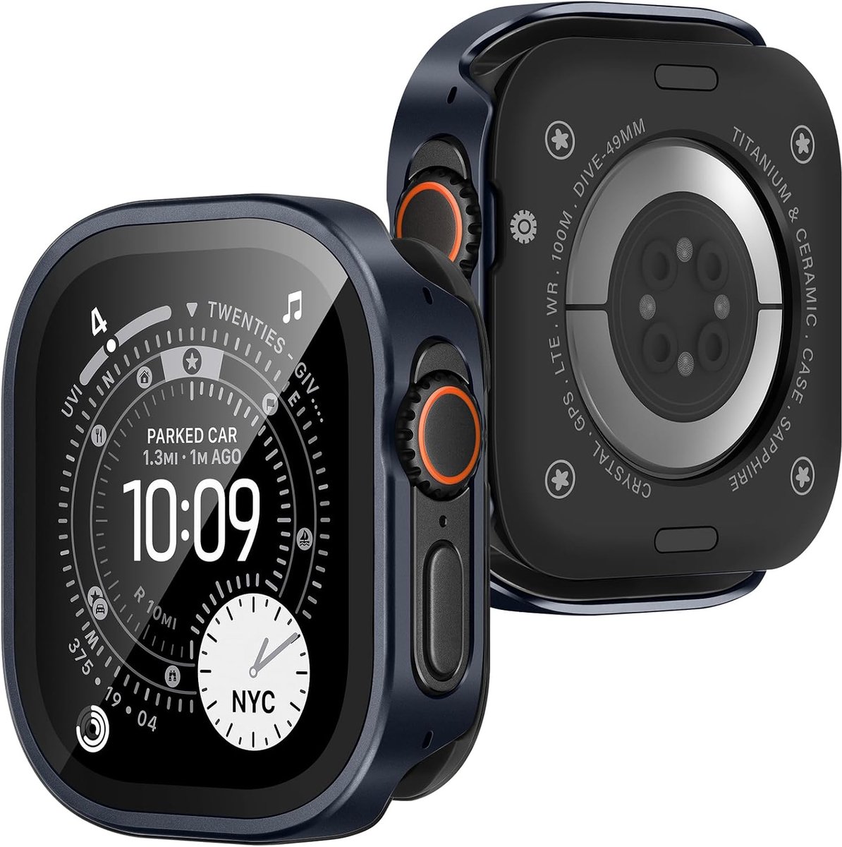 2-in-1 beschermhoes compatibel met Apple Watch Ultra 3/2/1 49 mm met displaybescherming, dunne metalen behuizing met - ShopVlot