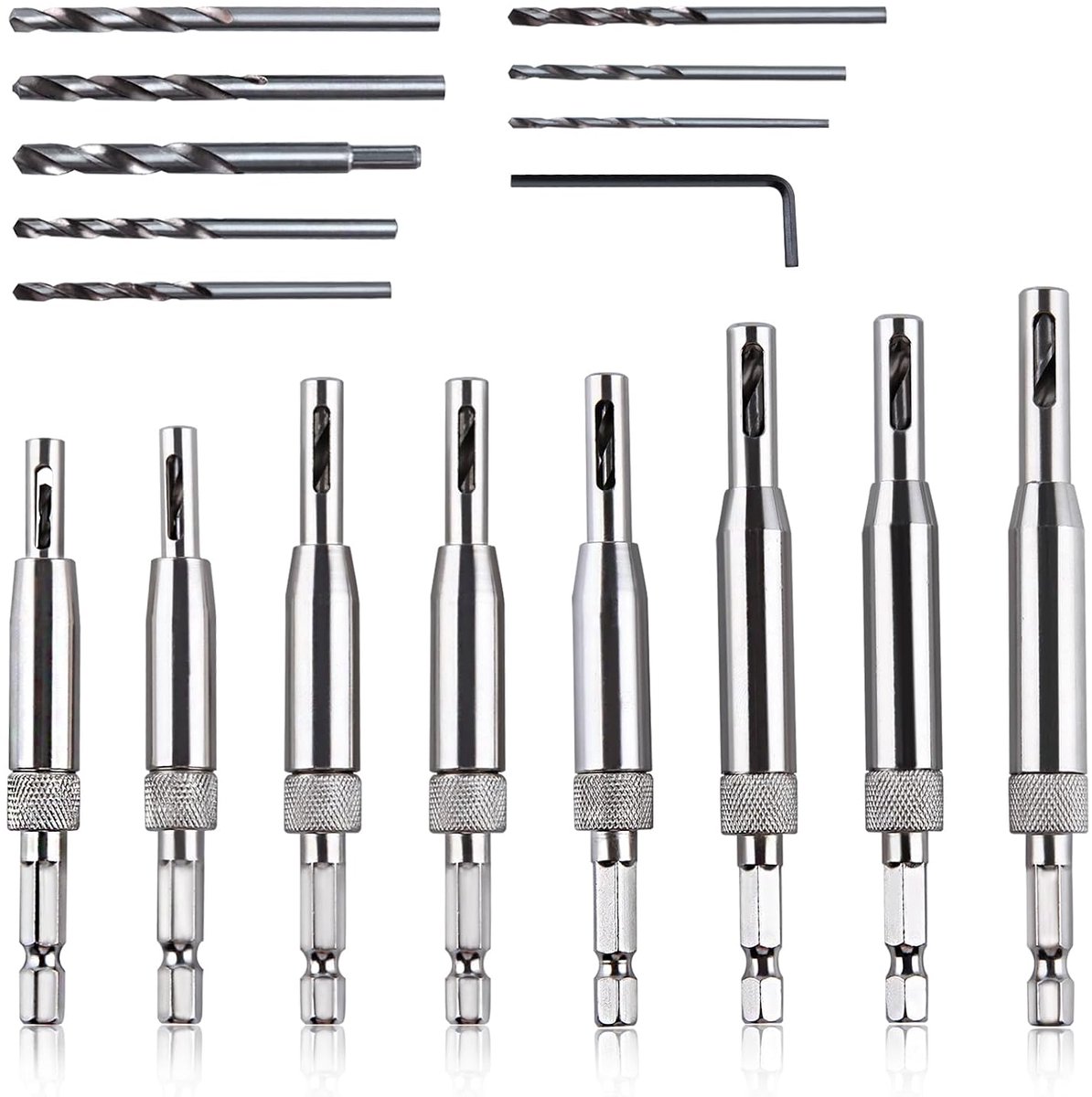 17 Piece VIX Bits Self-Centering Drill Bit Set Self-Centering Drill Bit Set for Hinges 5/64-1/4" Woodworking Drill Bit - ShopVlot