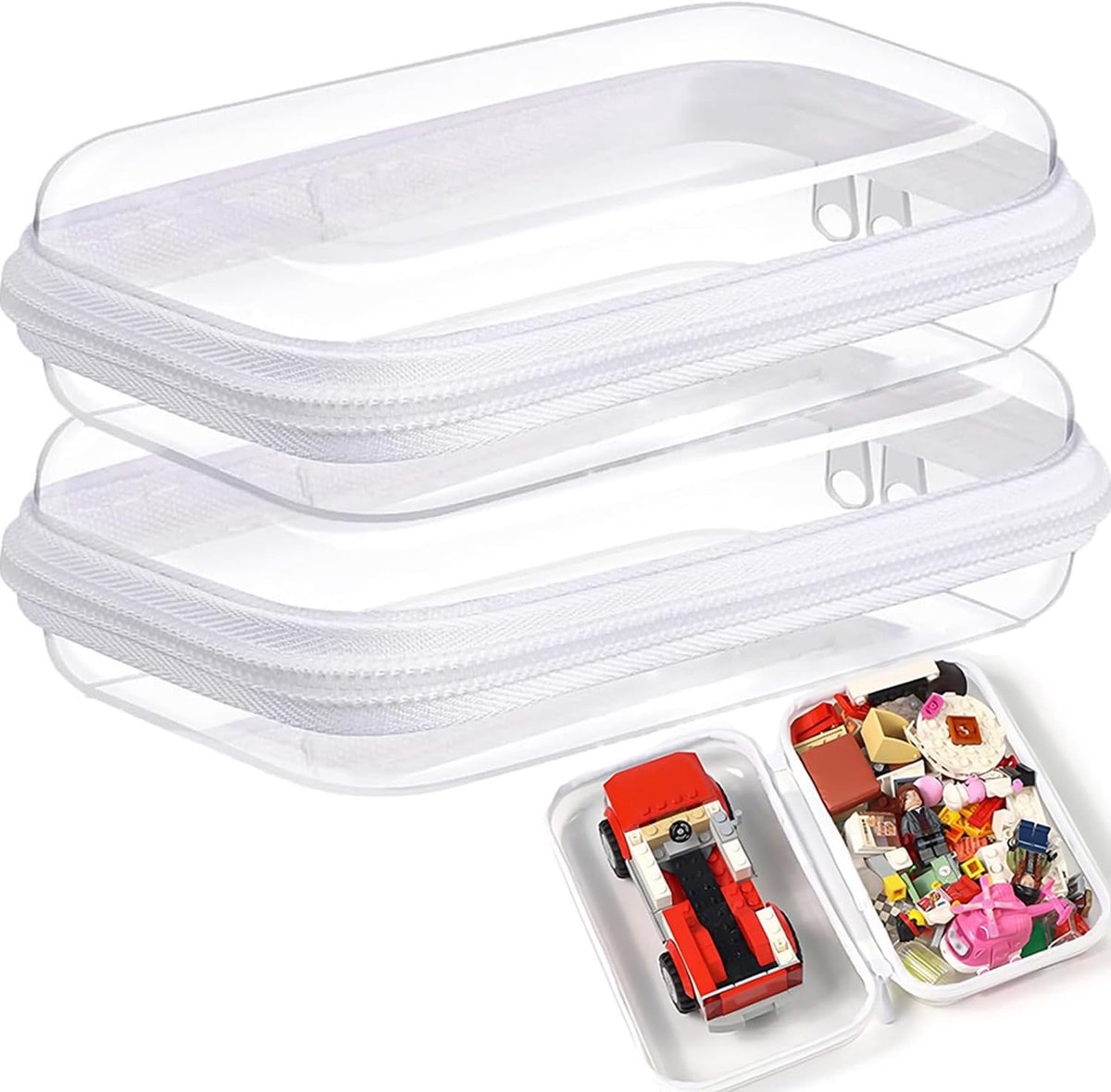 Toilettas transparant 2 stuks - hard shell - waterdicht - ideaal voor cosmetica en speelgoed - ShopVlot