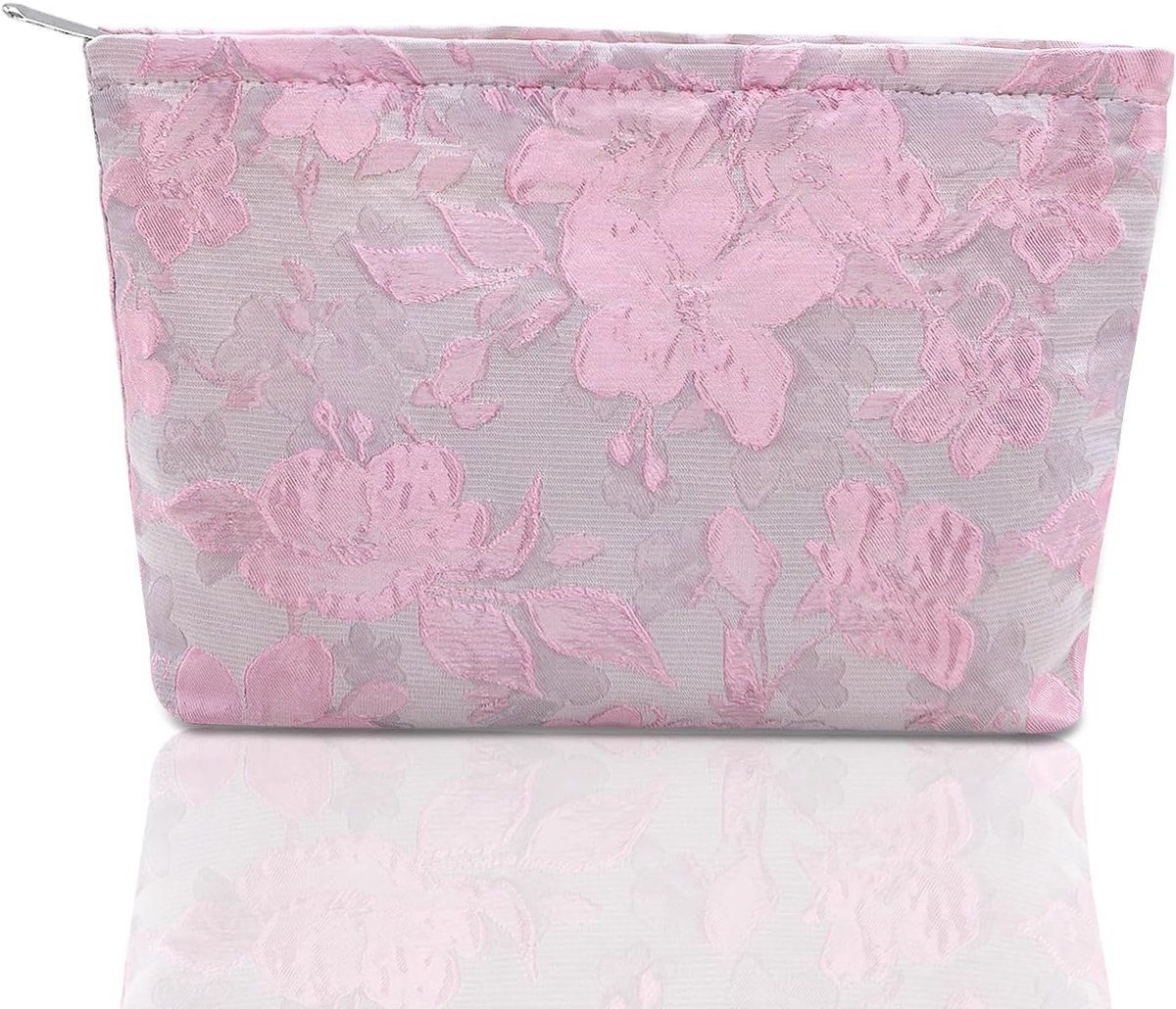 Make-up tas groot - canvas toilettas - bloemenprint - ideaal voor reizen - ShopVlot