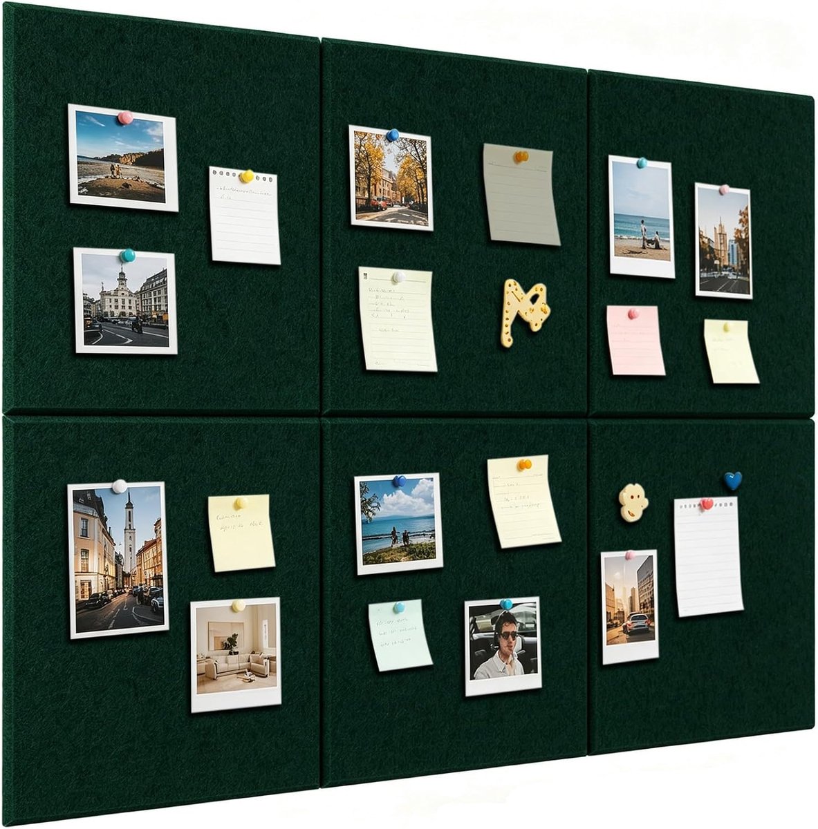 Felt pin board 60 x 90 cm - donkergroen - moderne vilt wanddecoratie - perfect voor opberging en memo's - ShopVlot