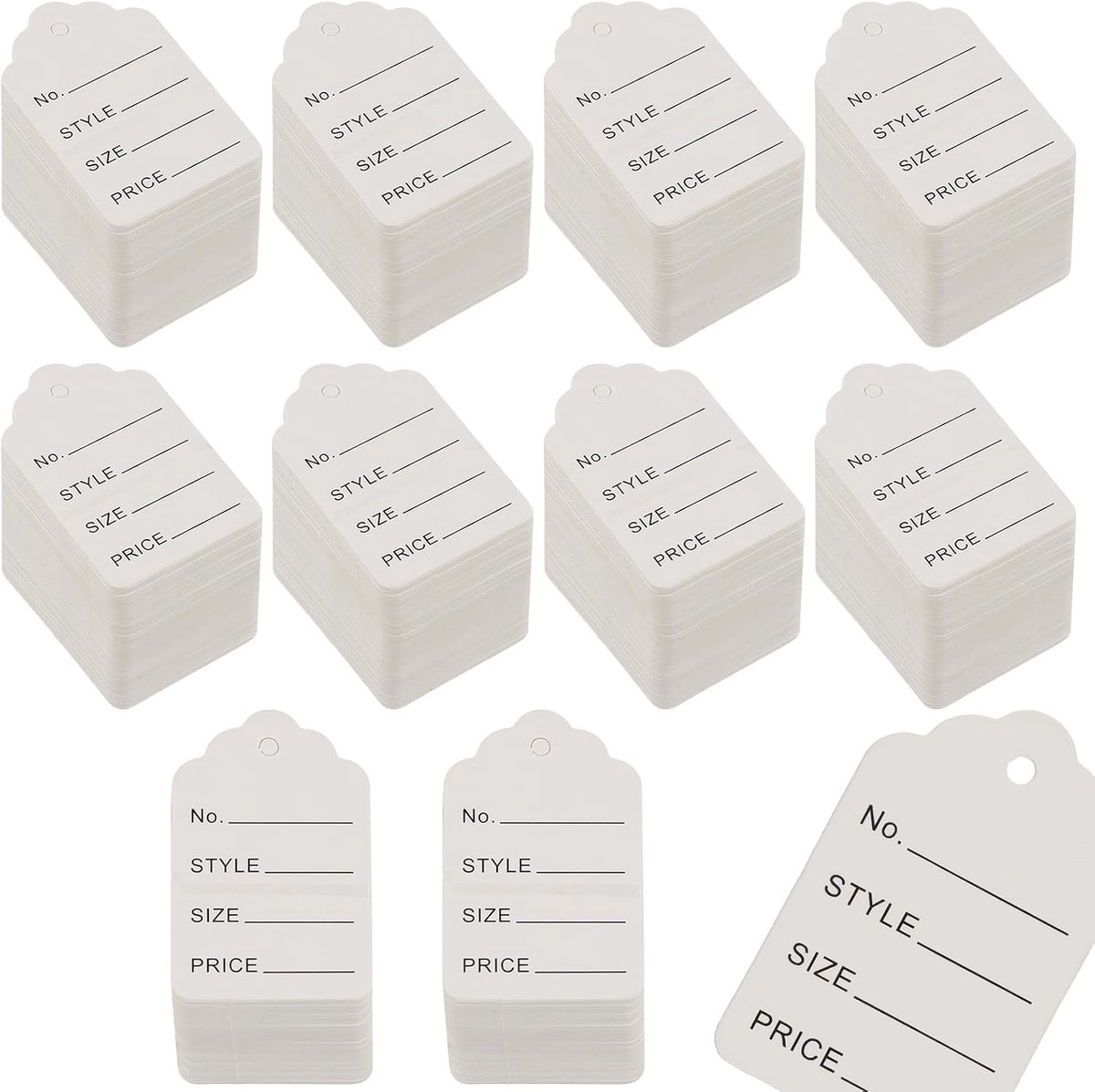 Etiketten voor kleding 3,5 cm x 5 cm - witte prijskaartjes van papier - geperforeerd - personaliseerbaar voor kleding - ShopVlot