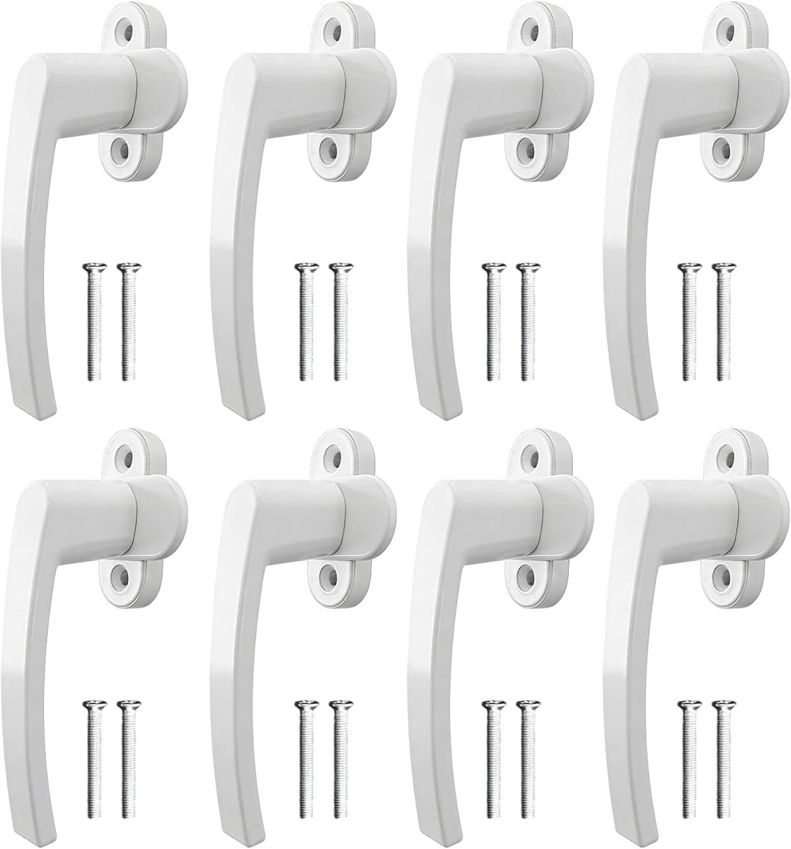 Deur- en raamhandvatten set van 8 - witte aluminium handvatten - eenvoudig te installeren - ideaal voor ramen en deuren - ShopVlot