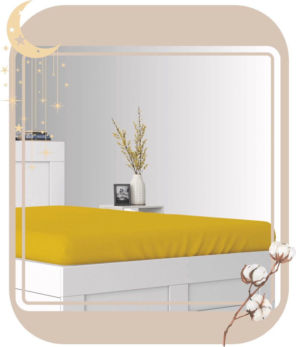 Jersey Hoeslaken 80x180cm Katoen - Dik & Zacht - Mosterdgeel