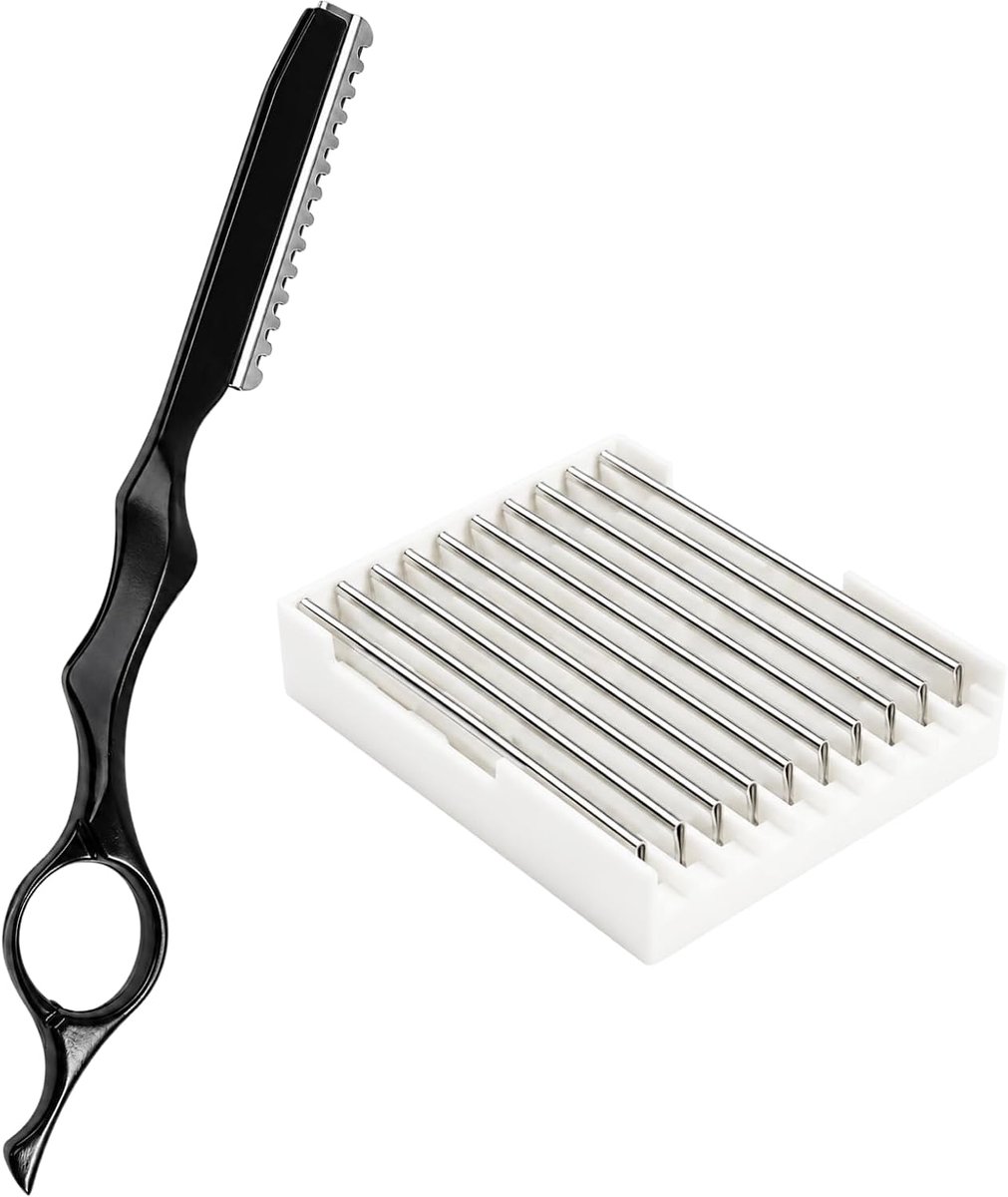 Haarstyling-scheermes met 10 verwisselbare messen - roestvrij staal - effileermesje voor uitdunnen - ShopVlot