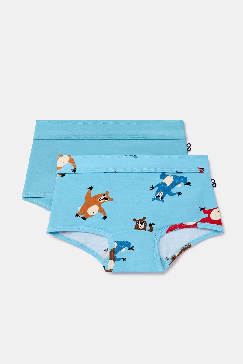 Woody Meisjes boxer berenprint + blauw - maat 128/8J