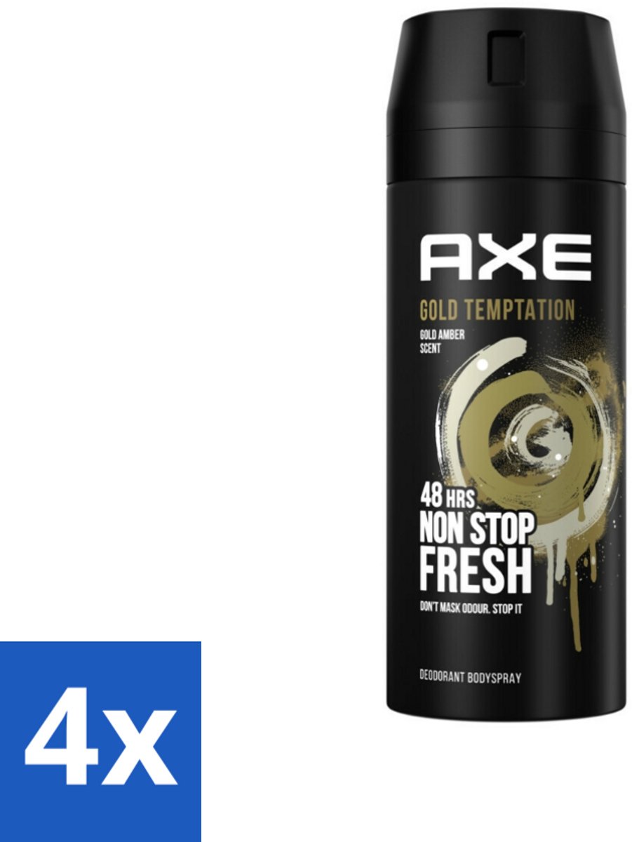 AXE - Deodorant Spray - Gold Temptation - Luxe Geur - Oriëntaals & Fris - 150 ml - Voordeelverpakking - 4 stuks