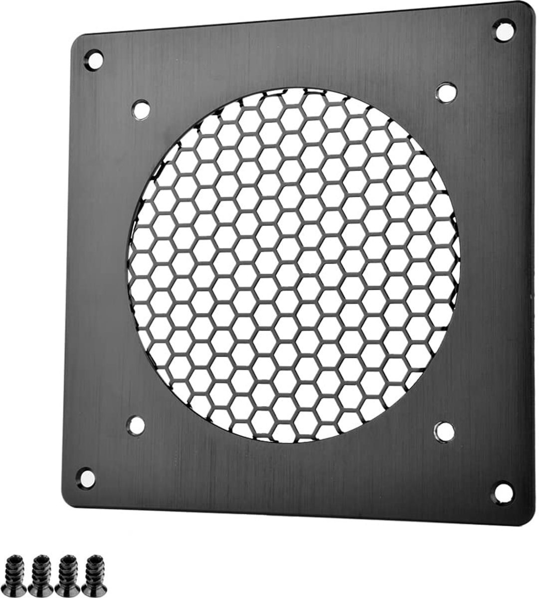 Ventilatiegrille 120mm - Geanodiseerd zwart aluminium - Veilige afdekking - Voor betere luchtcirculatie - ShopVlot