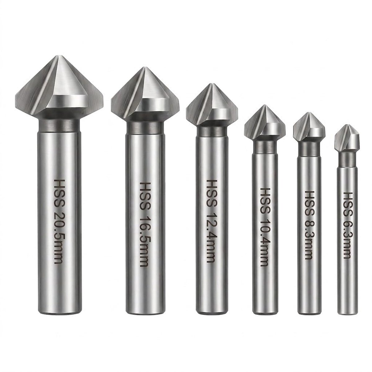 Frees 90° 6,3-20,5 mm - HSS staal freesboor - superieure sterkte - 6 stuks - ShopVlot