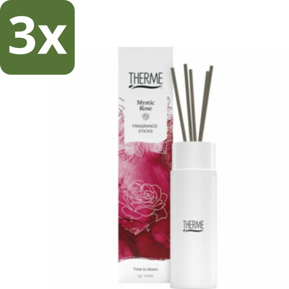Therme - Mystic Rose - Geurstokjes - Langdurige Geur - Aromatisch - 100ml - Bulkverpakking - 3 stuks