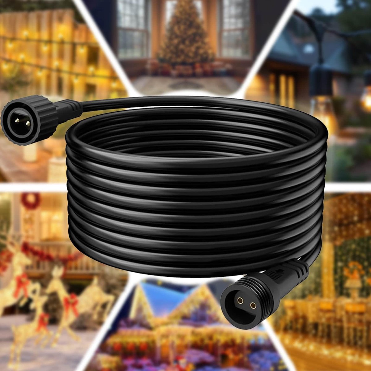 Lichtsnoer met verlengkabel - 2-polig - IP65 waterdicht - ideaal voor kerst- en tuinverlichting - ShopVlot