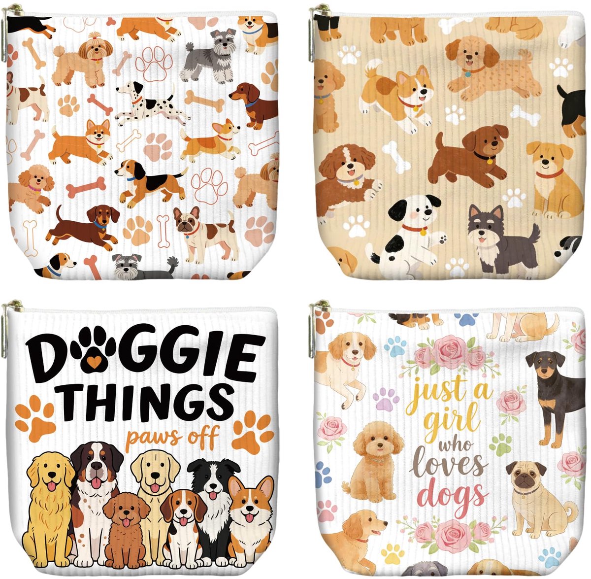 Make-uptassen set van 4 - Corduroy - Draagbare toilettas - Ideaal voor handtassen - ShopVlot