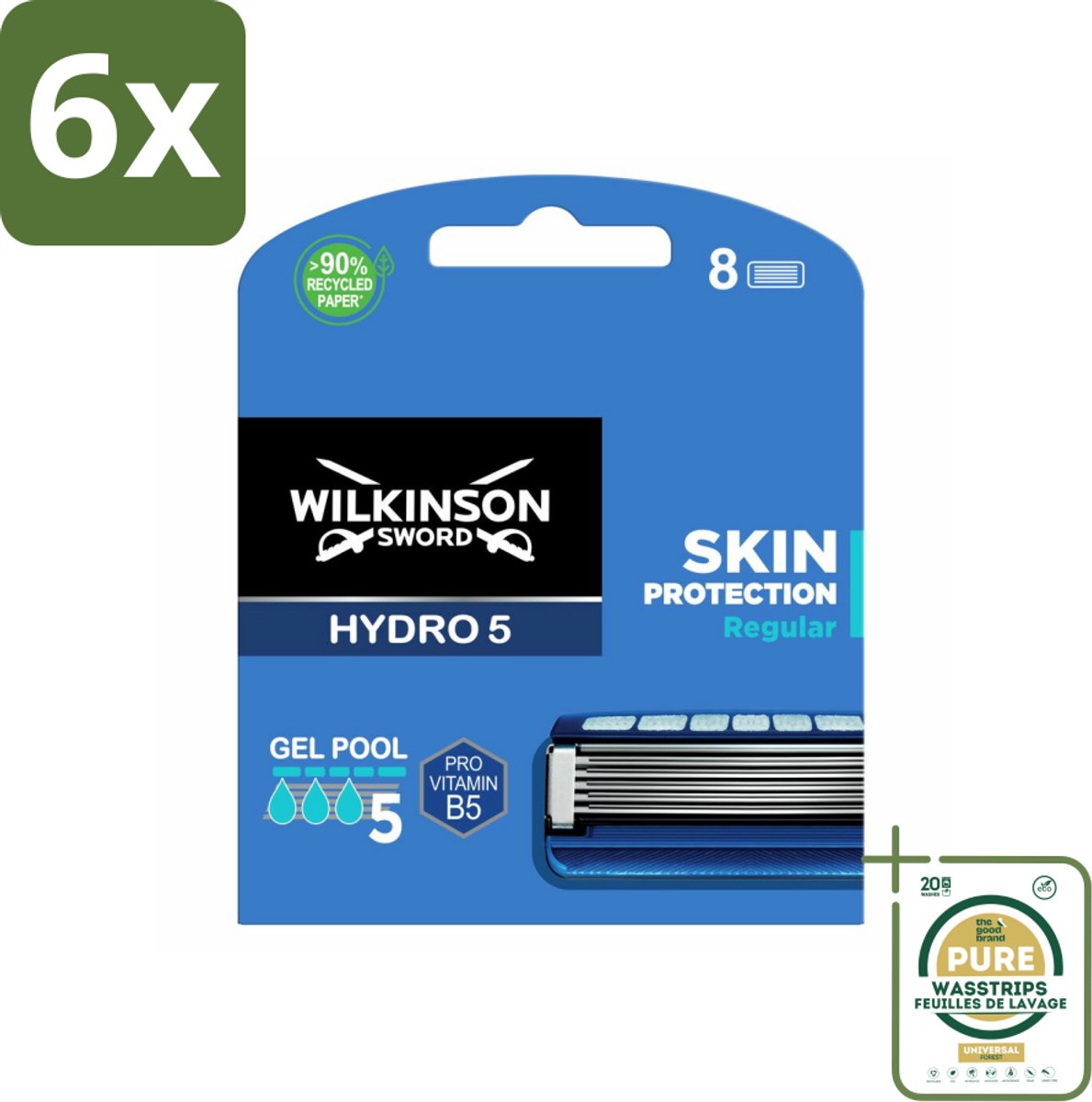 Wilkinson Sword - Navulmesjes - Hydro 5 Skin Protection - Beschermend - 8 mesjes - Voordeelverpakking - 6 stuks - Huidbescherming - Scheermes