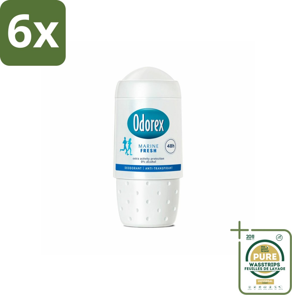 Odorex - Deodorant Roller - Marine Fresh - Verfrissende Bescherming - 50 ml - Voordeelverpakking - 6 stuks - Alcoholvrij - Deodorant roller