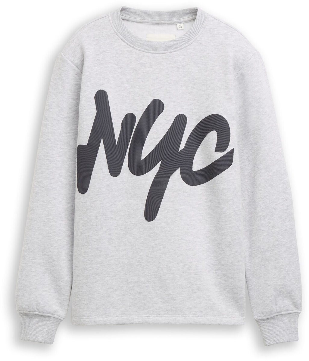 Tom Tailor - Sweatshirt met opschrift - Maat 152 - Light Stone Grey Melange